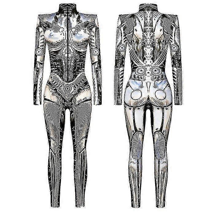 2024 جديد هالوين الروبوت بذلة للنساء Steampunk مثير تأثيري ازياء كرنفال حزب طويل الأكمام هالوين بودي سوت بارد