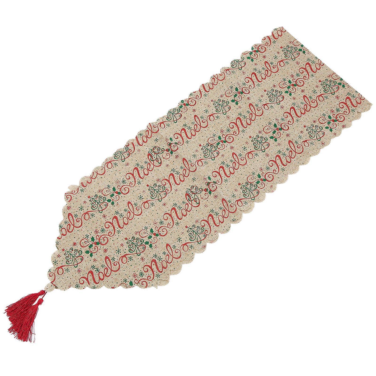 Christmas Table Runner Elegant Beautiful Exquisite Classic Pattern Durable Table RunnerLinen English