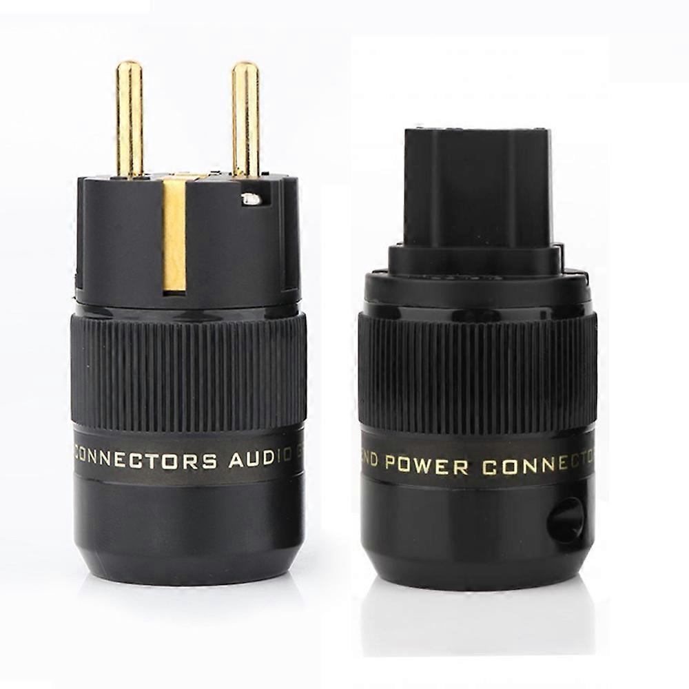Hight Quality 24K Gold Plated Brass Schuko AC Power Plug+IEC Power Connector hifi EU Audio Power Adapter Connector EU Plug