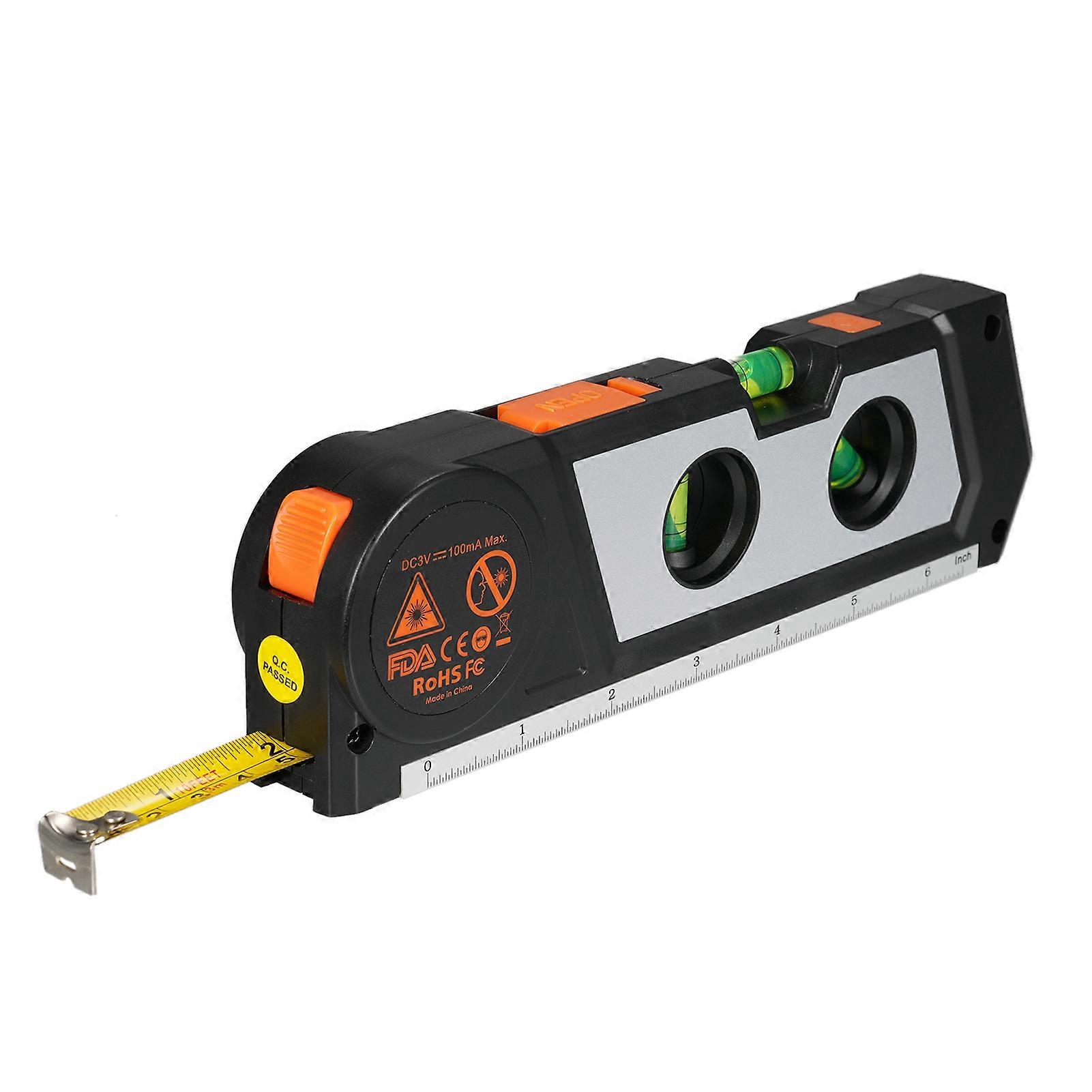 Laser Level Line Tool 4 in 1 Multipurpose Standard Cross Line Laser Level 10ft/3Meter Measure Tape Ruler 3 Mode Laser Line 3 Leveling Bubble and Ruler