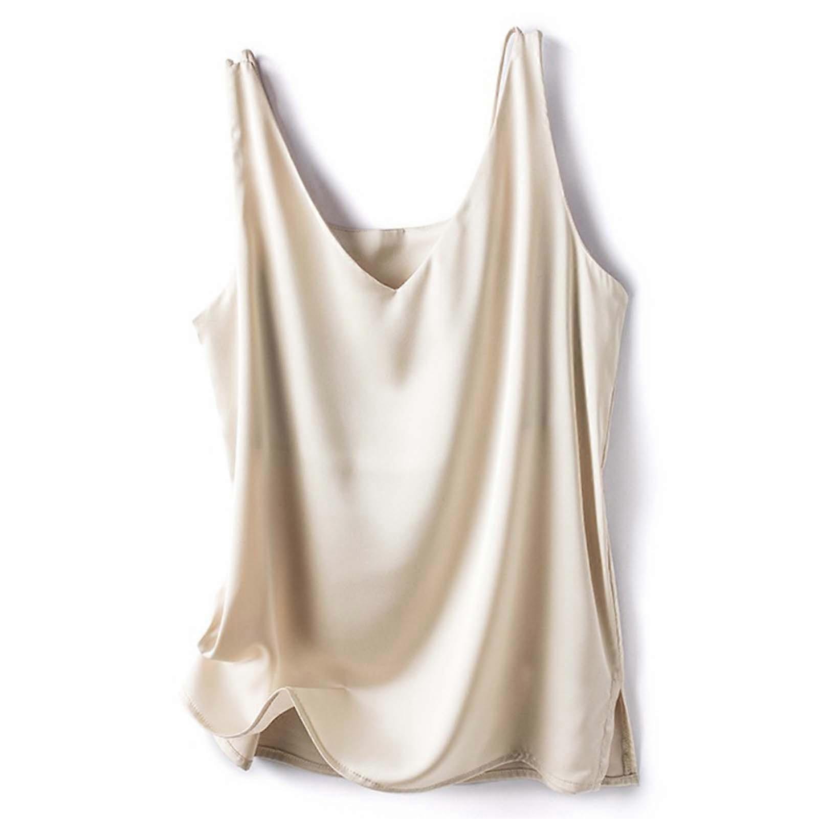 Damskie koszulki na ramiączkach z dekoltem w szpic Jednokolorowe luźne wygodne koszule dla pań i nastolatek