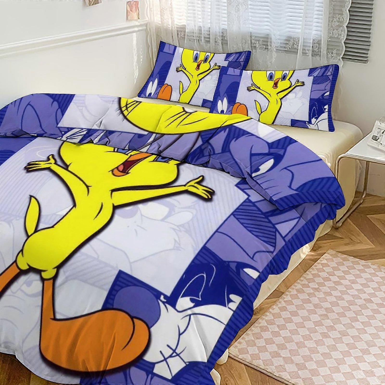 Bed Sheets g225 TweetyBird Print Bedding Set Pattern Duvet Cove Set 3 Pieces 1 Quilt Cover And 2 Pillowcases for Women Men Teens tq225