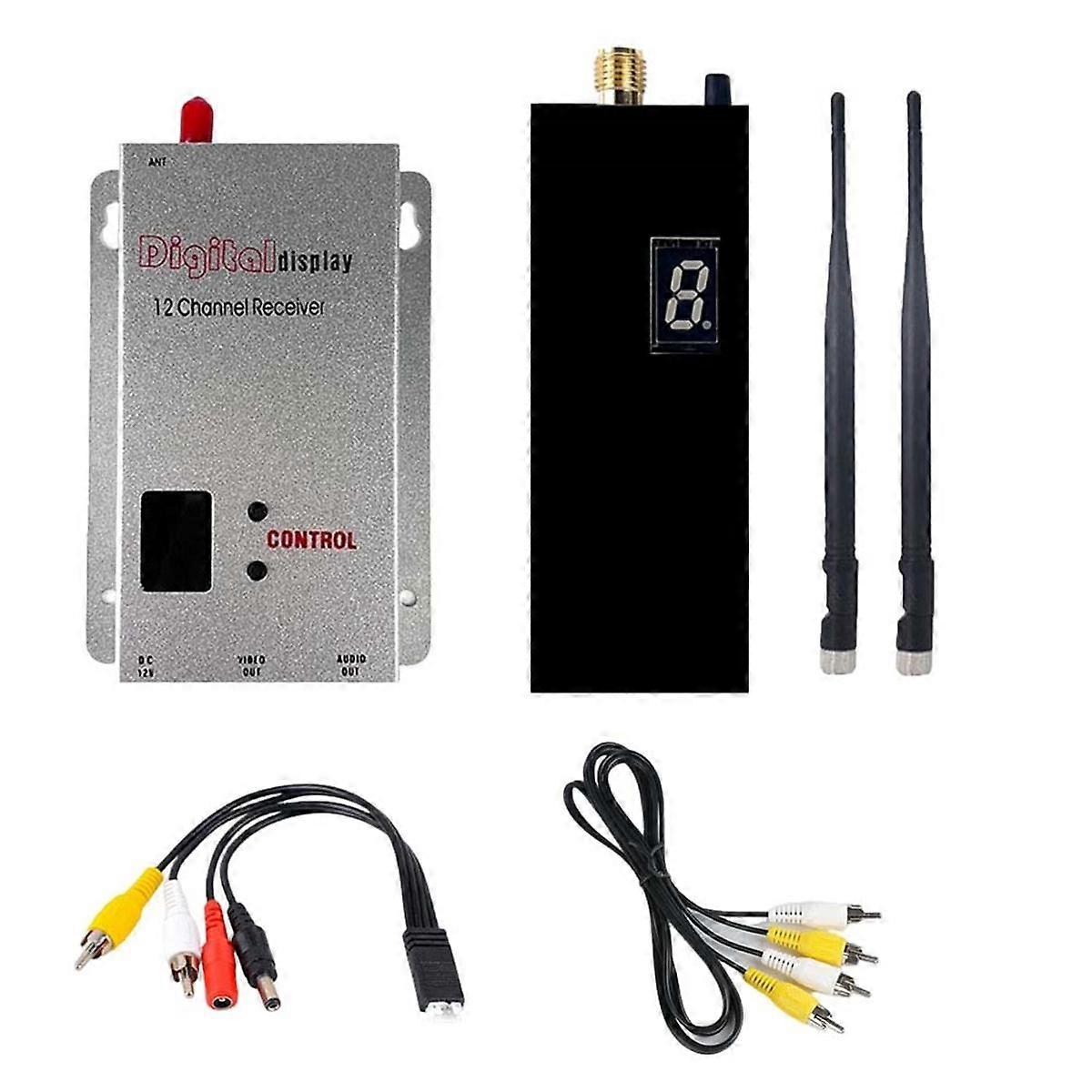 FPV 1.2G 1.5W VTX VRX Kit 8CH 1500mW FPV Video Transmitter Receiver with Antenna for Long Range FPV