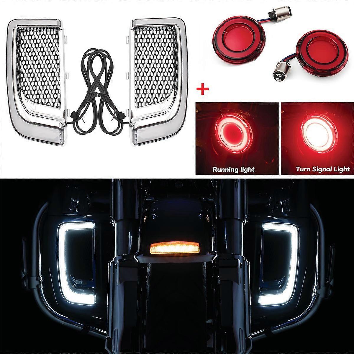 دراجة نارية LED هدية مشاوي سفلية ضوء تحولات أمامية نمط رصاصة لطريق هارلي تورينج ستريت إلكترا جلايد 2014-2021