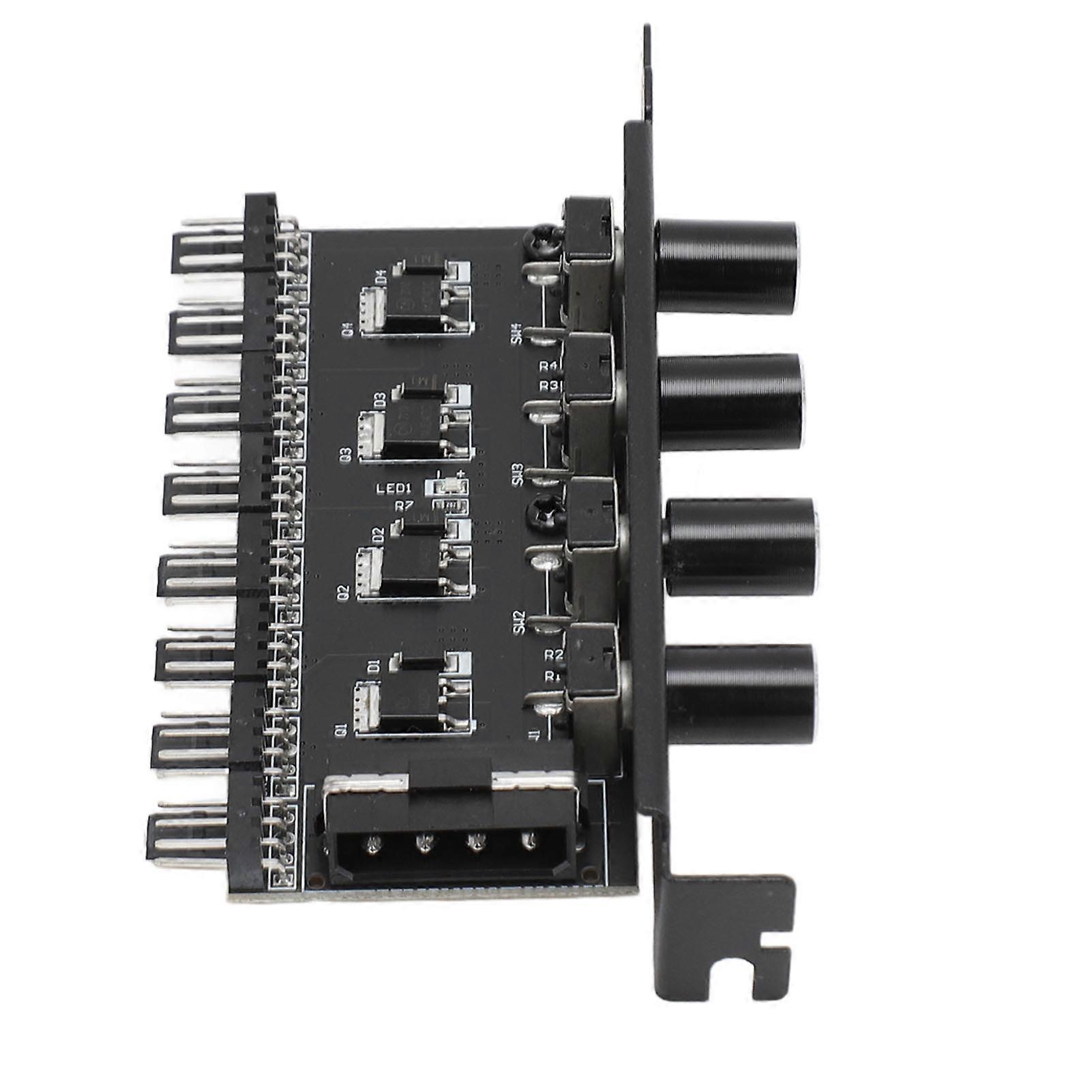 3PIN/4PIN 4 Knob Cooling Fan Speed Controller PC 8 Channels Fan Hub for CPU Case HDD VGA PWM Fan12V Fan Control