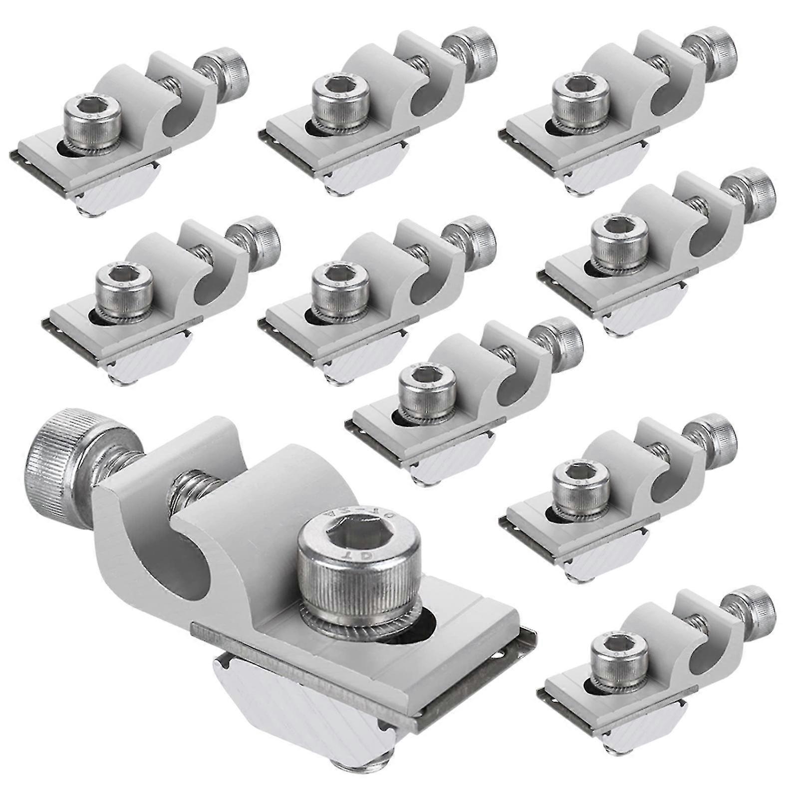 10pcs Photovoltaic Support Solar Panel Bracket Solid Grounding Clip Aluminium