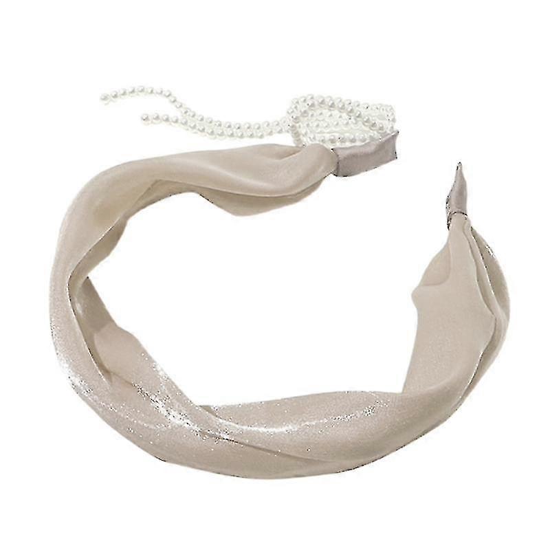 פנינים צ'יאן סרטי ראש חישוק שיער קפלים עם פרנזים פנינים כיסוי ראש אלגנטי