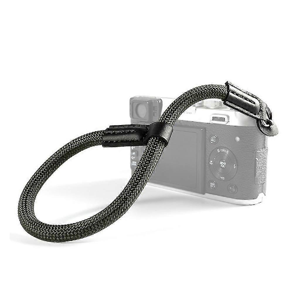 Camera Adjustable Rope Wrist Strap With Leather End With Electroplated