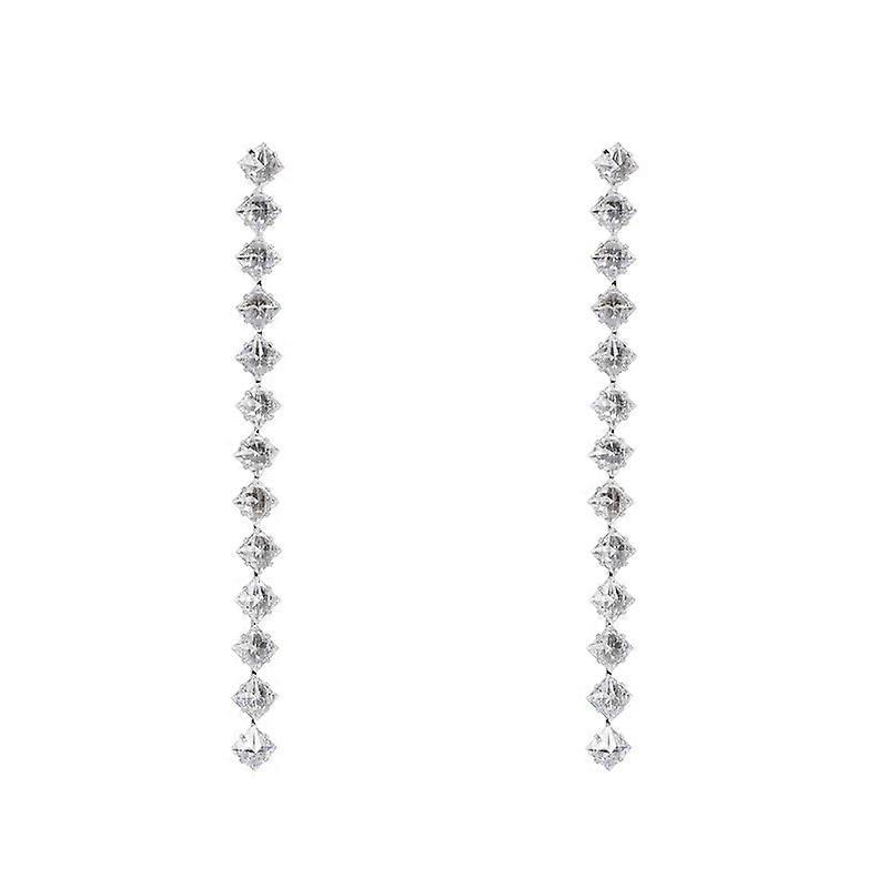 Cube zirconia dangle earrings crystal tassel earring