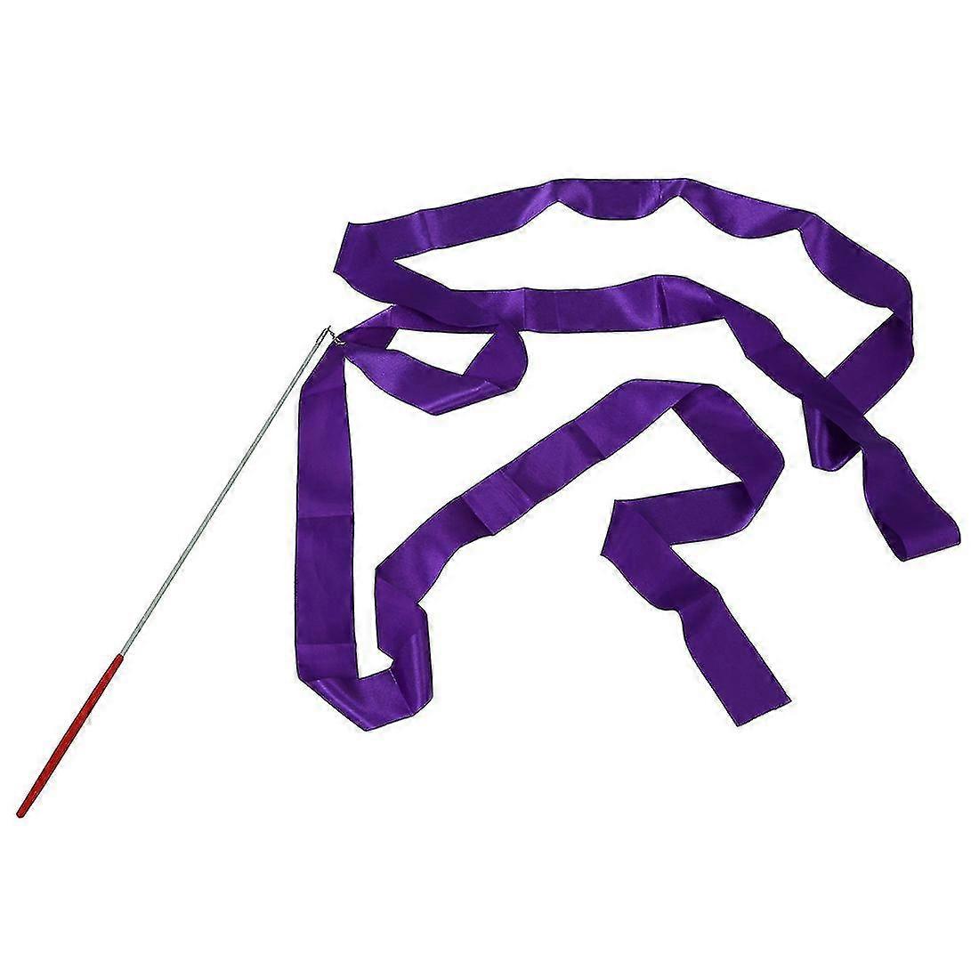4m Dance Ribbon Gym Rhythmic Art Gymnastic Ballet Streamer Twirling Rod Purple