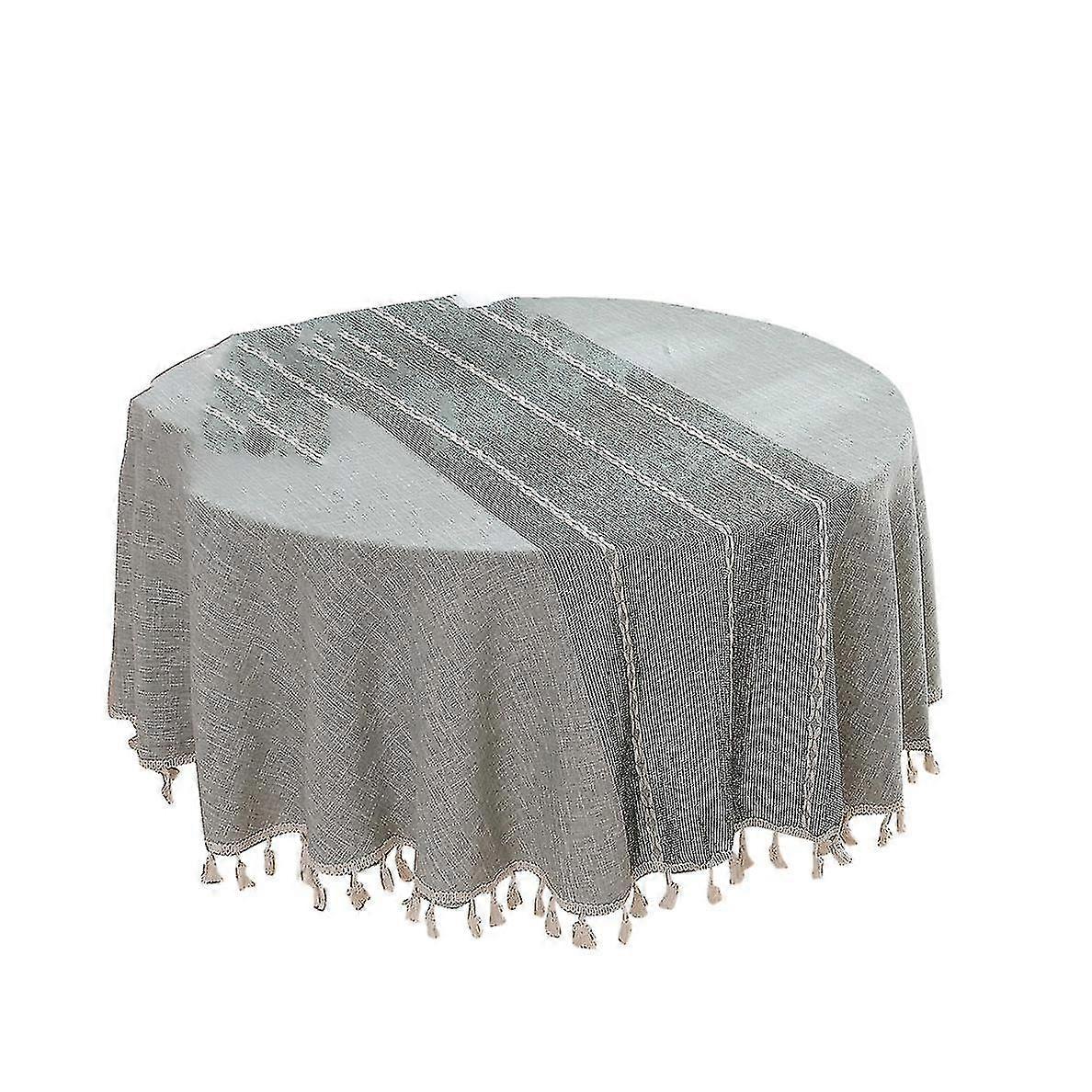 59inch Rustic Table Clothes Compatible With Round Tables (striped Grey)