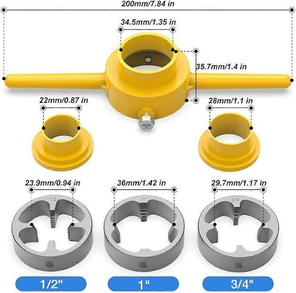 6-Piece Set Of Water Pipe Die Plastic Pipe Die Tap Wrench Set PVC Pipe Threader