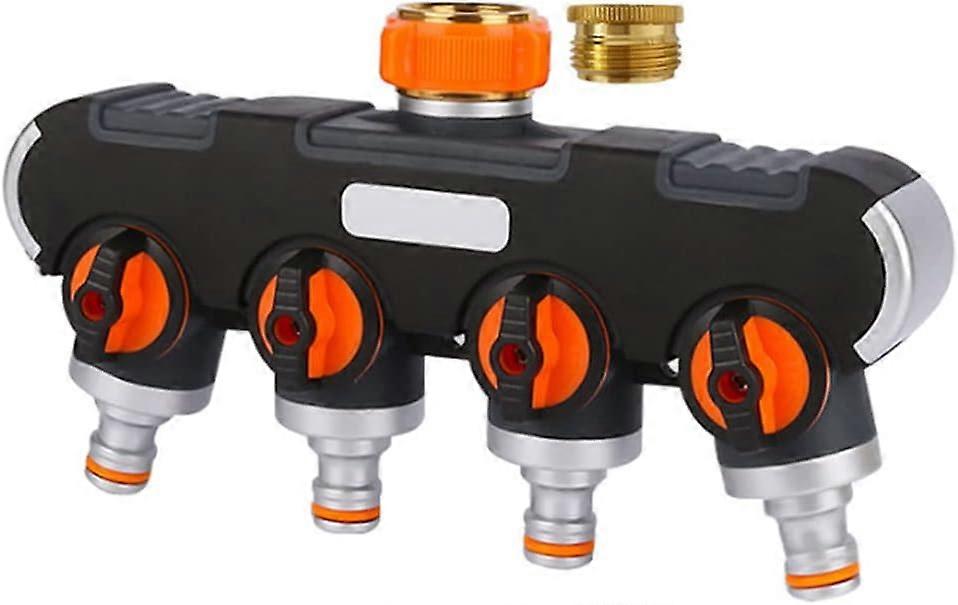 4-Way Distributor, Water Splitter with Faucet Adapter, 4-Way Distributor 3/4" and 1/2", Adjustable Water Flow, Washing Machine Adapter
