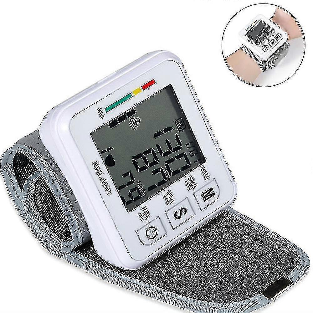 1 pz Monitor automatico della pressione sanguigna da polso, bracciale per la pressione sanguigna con ampio display LCD retroilluminato-b