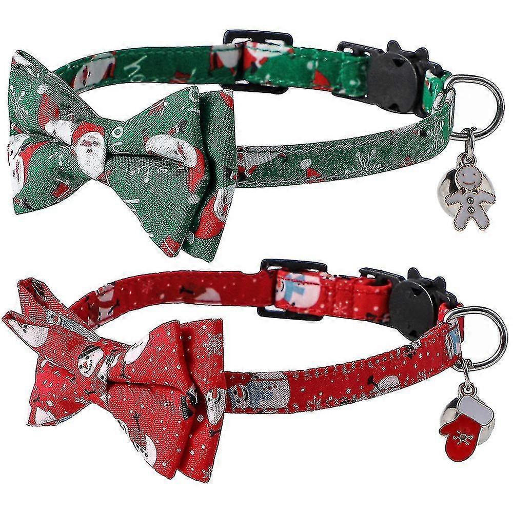 2 Pcs Christmas Cat Collar Breakaway With