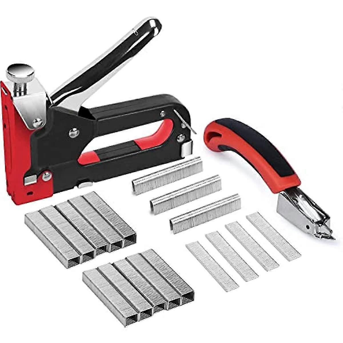 Nail Gun -staple Gun Set Red Staple Gun3-in-1 Manual Staple Gun Set With 3000pcs Staples(red)