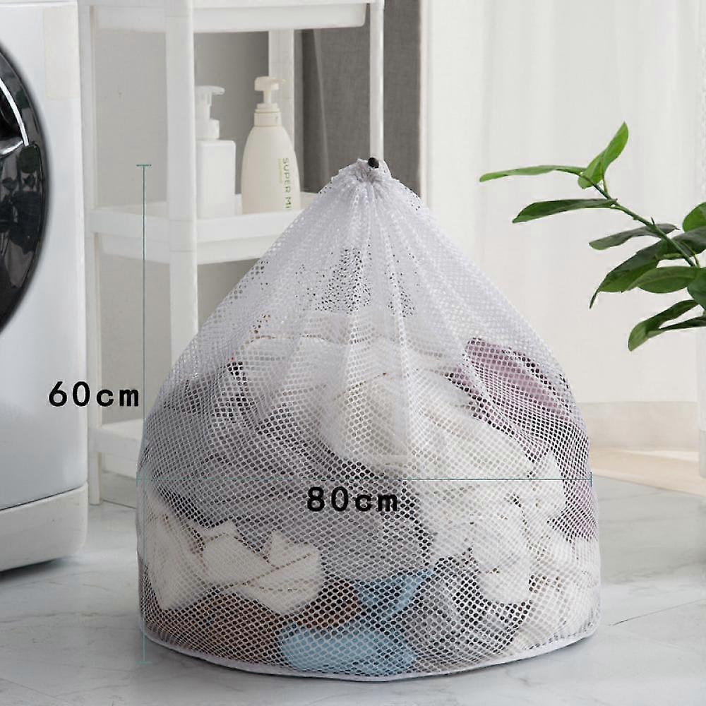White Mesh Laundry Bags,60*80cm Solid Drawstring Net Bag Heavy Duty