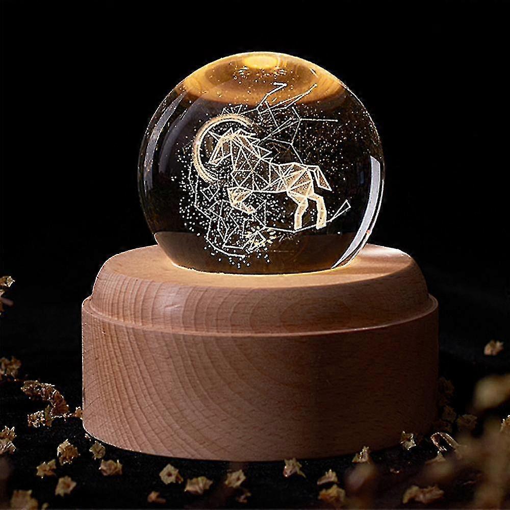 Music Box 3d Crystal Music Boxes , Luminous Rotating Ball Musical Box Dimmable