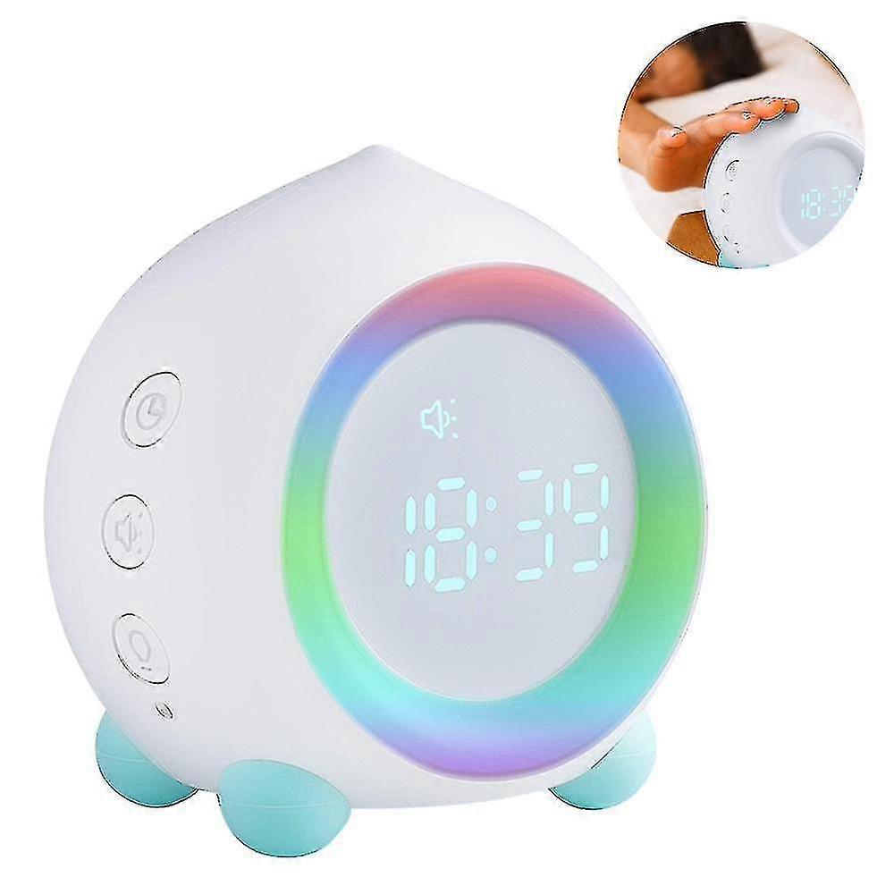 Despertador digital para meninas e meninos, USB, cabeceira de quarto, simulador de nascer do sol em formato de pêssego, com sensor de som e luz noturna LED, despertador silencioso