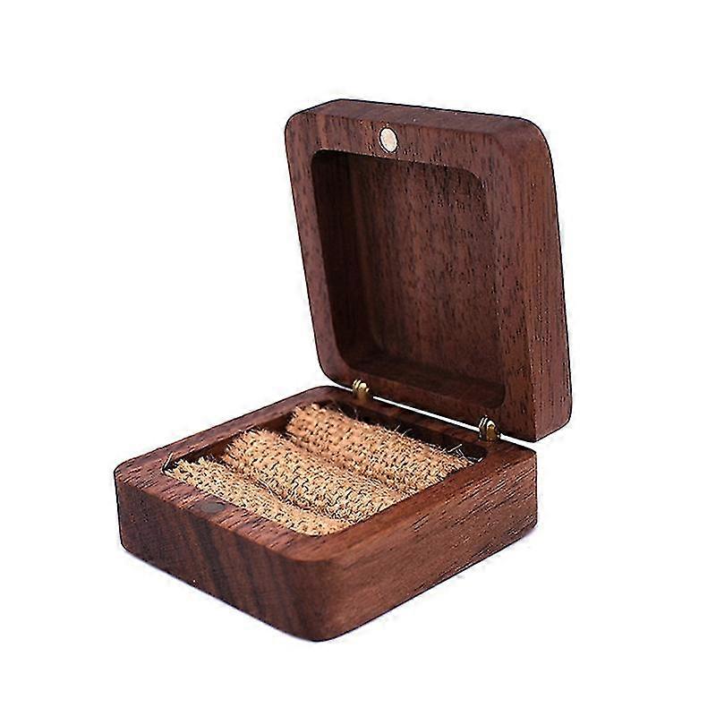 Walnut Wood Jewelry Box Poposal Portable Ring Holder Rustic Wedding Ring Box