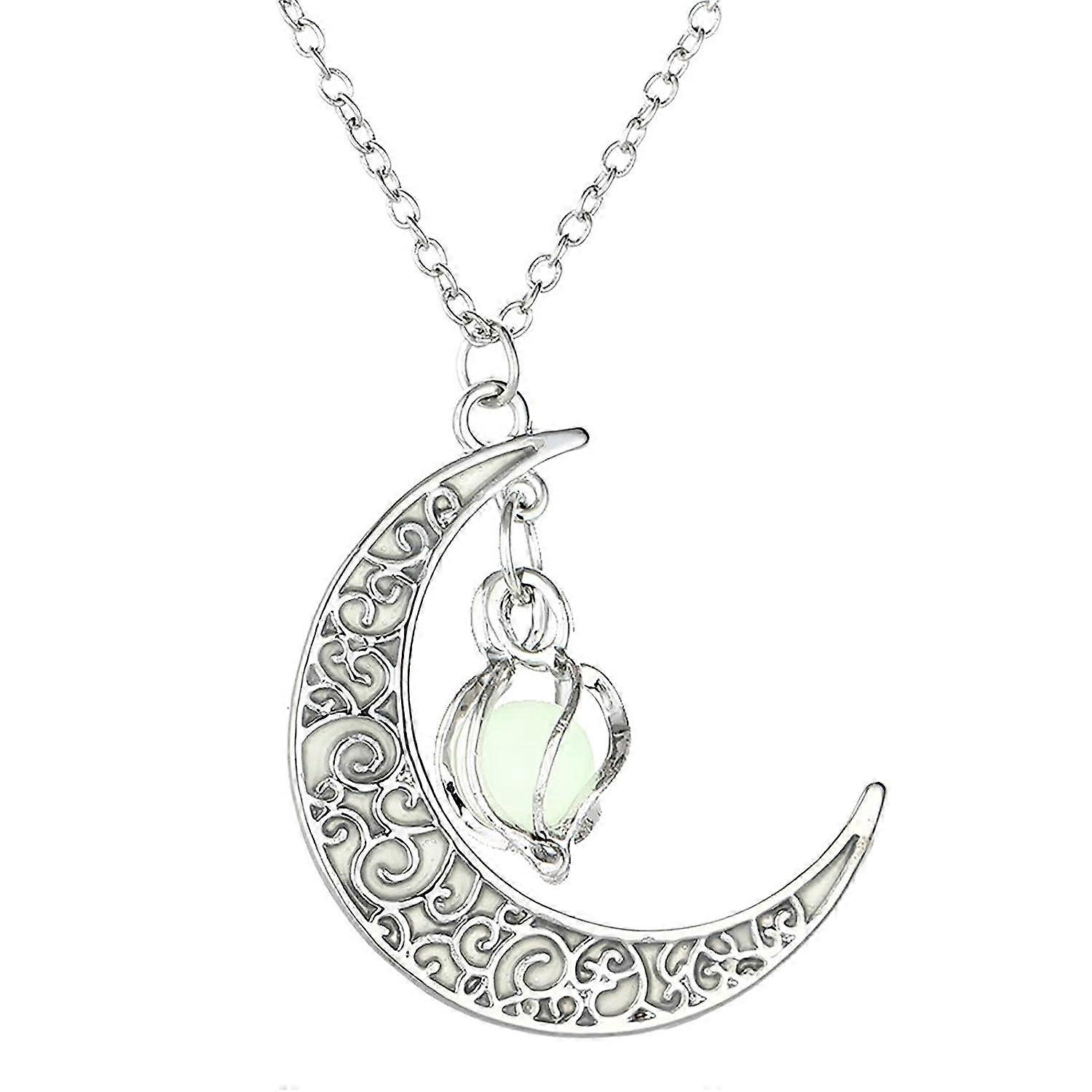 Colliers pendentifs pour femmes, perles rotatives creuses pendentifs lune lumineuse, collier pierre de lune enchantée lumineuse, cadeau bijoux d’anniversaire, sur