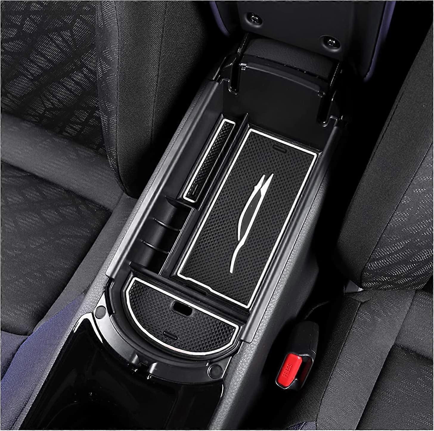 For Toyot*a C-HR CHR Armrest Center Console Storage Box Car Accessory with Non-Slip Mats (White)