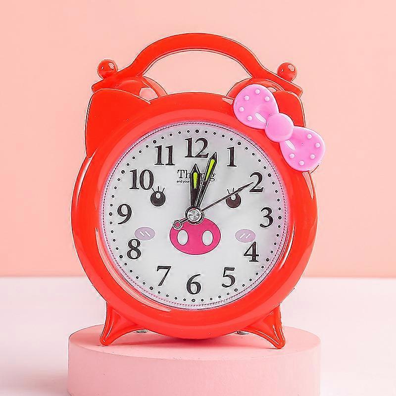 Imitation Bell Alarm Clock Desktop Plastic Clock Bedside(red)