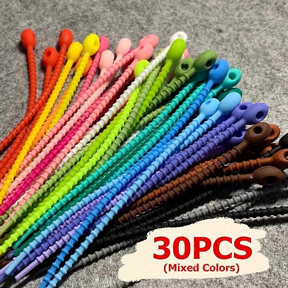 10/30/60pcs Silicone Reusable Cable Wire Organizer Winder Storage Holder Bag Ties Cord Management Zip Tie Twist Multifunctional Bag Clip Food Saver Ea