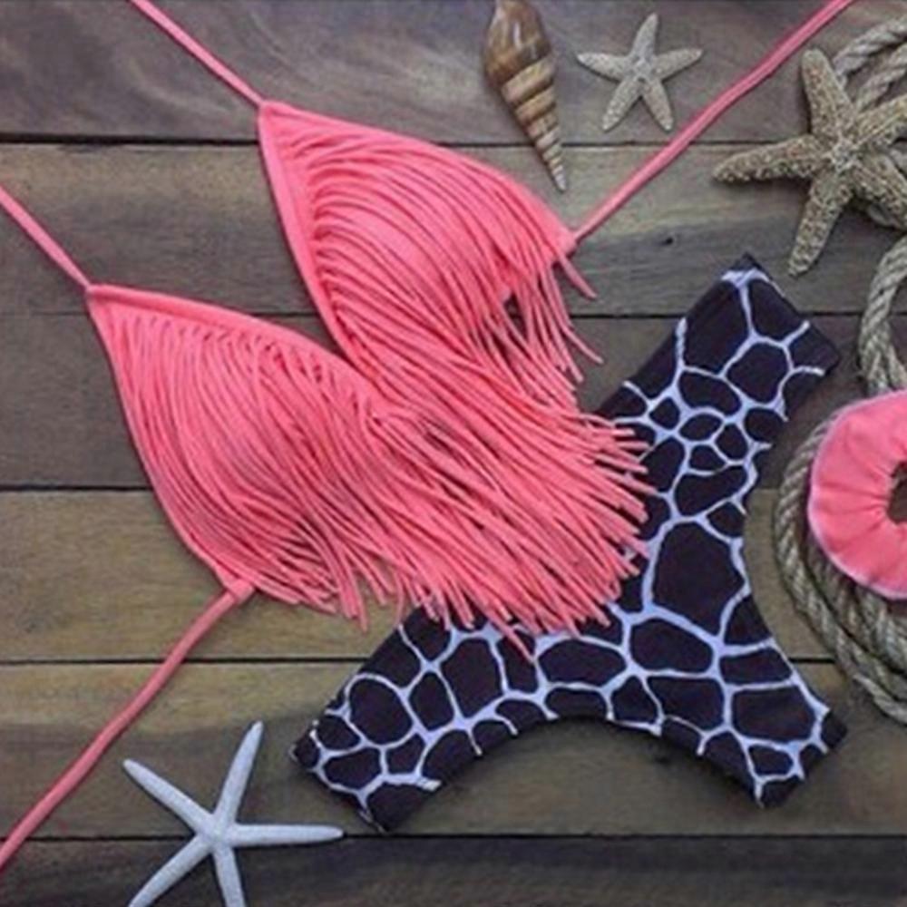 Tassel Bikini Leopard Imprimé Maillot de Bain Maillot de Bain