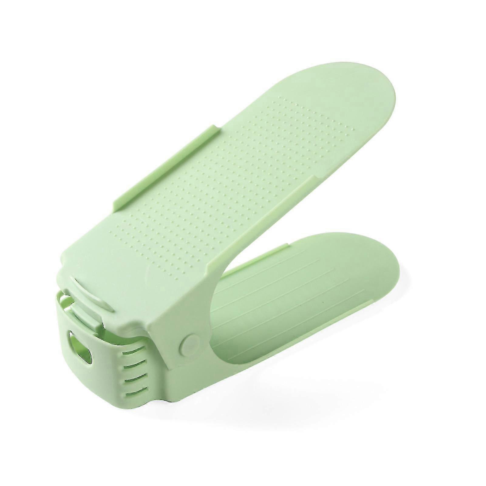 Adjustable Shoe Stacker - Double Layer Space Saver for Bedroom Wardrobe (Green)