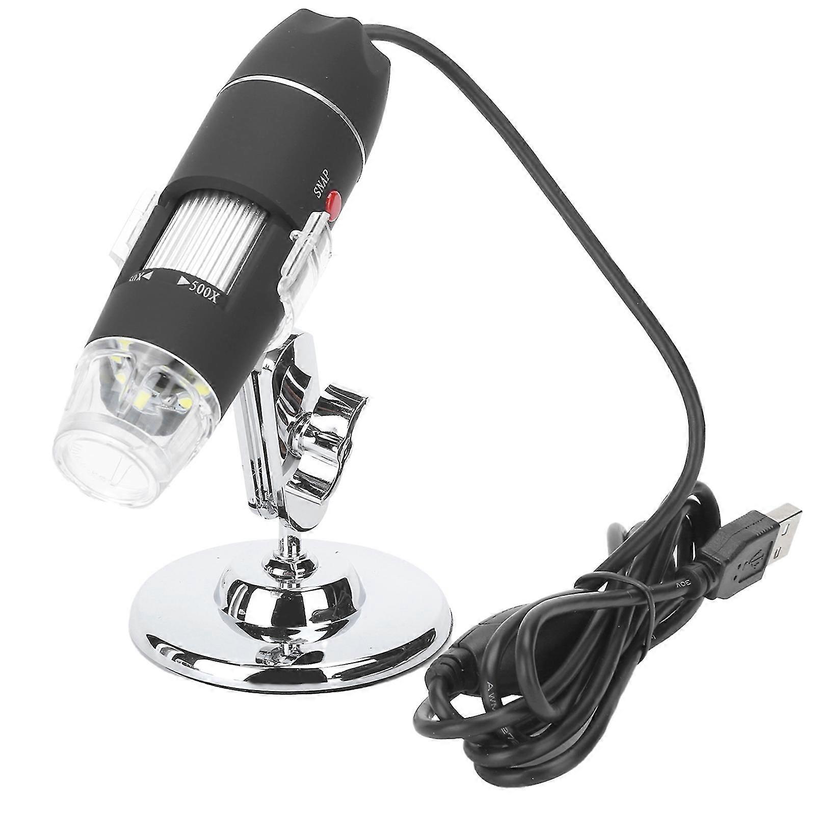 Adjustable 8 LED Electron Microscope with Bracket - USB Interface, 500X Digital Magnification