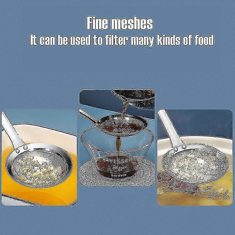 Stainless Steel Fine Mesh Skimmer Spoon Food Strainer With Long Handle Kitchen Tools For