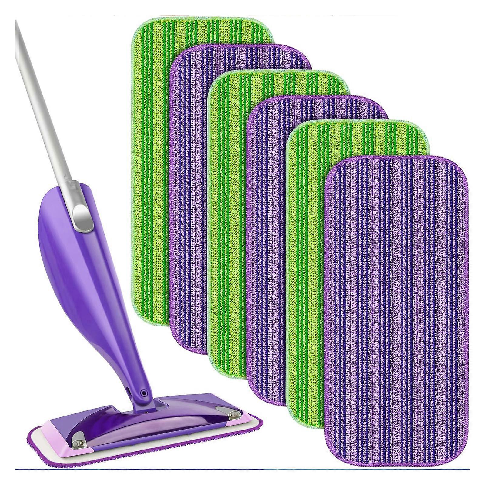 6pcs Reusable Mop Pads for Swiffer Wet Jet Mop, Refill Microfiber Mop Pads Washable Wet-Dry Use Mop, Mop Cloths Replacements for Swiffer Wetjet 12"