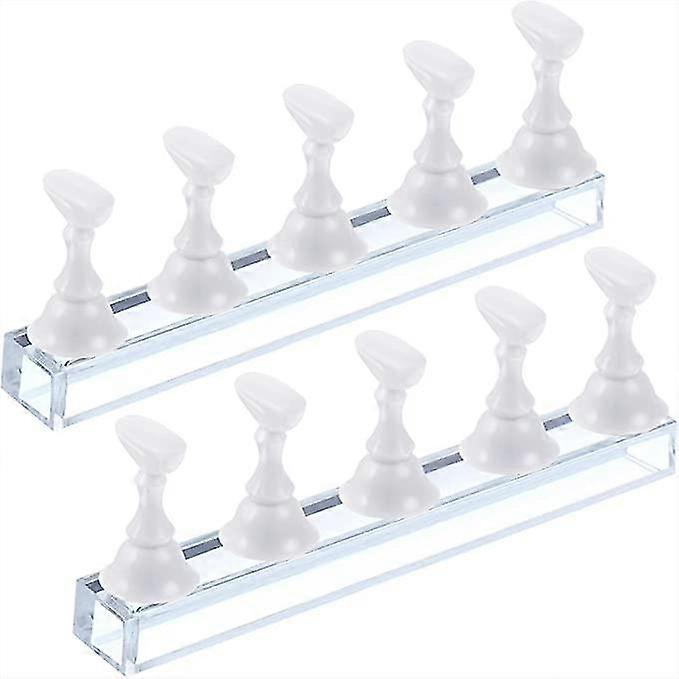 2 Sets Acrylic Nail Display Stand Nail Tip Practice Holder Magnetic Nail Practice Stand Fingernail Diy Nail Art Stand For False Nail Tip Mani