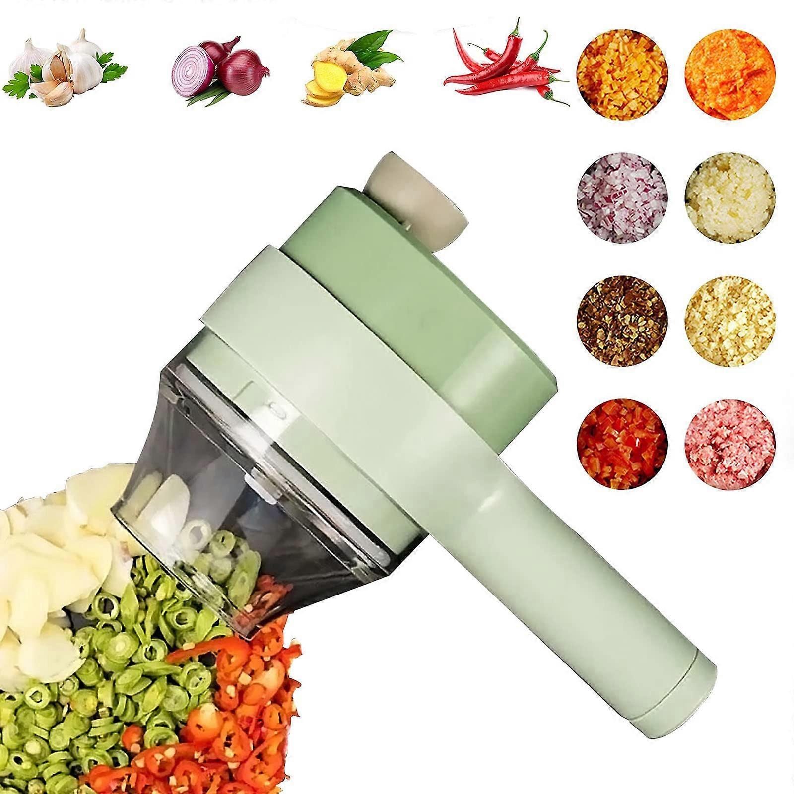 4 in 1 Handheld Electric Vegetable Cut Set Portable Wireless Garlic Mud Masher