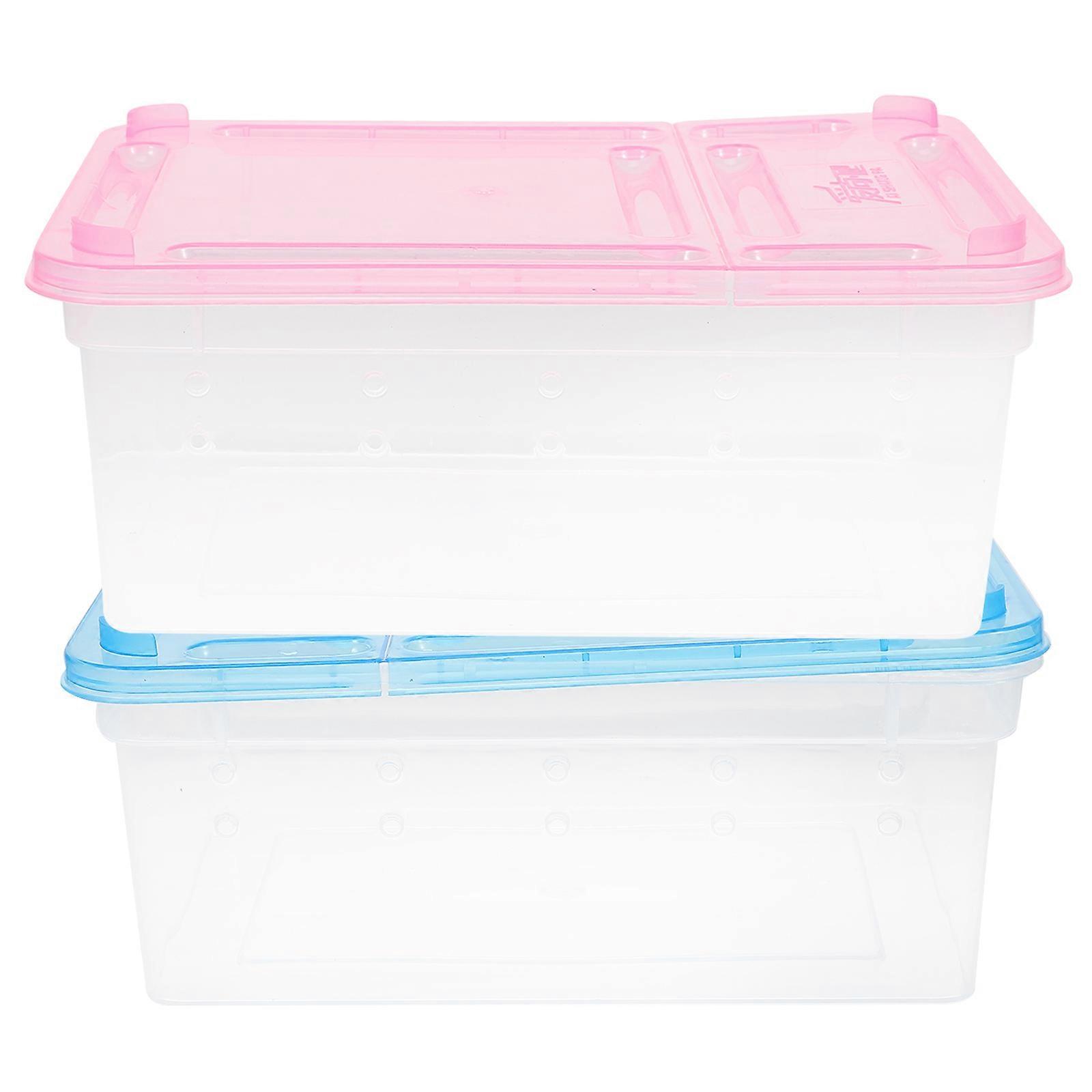 2pcs Silkworm Baby Feeding Boxes Tortoise Gecko Reptile Breeding Boxes