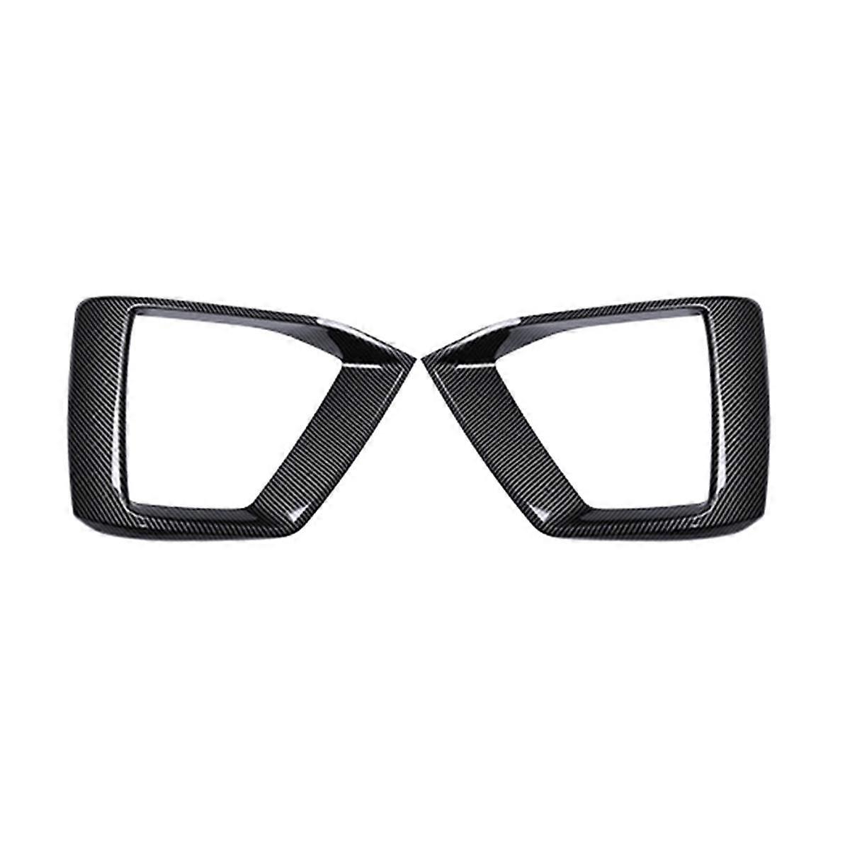 2PCS Carbon Fiber Car Front Bumper Fog Light Lamp Black Trim Cover Frame Lid Cap Hood for A5 S5 2020 2021 2022