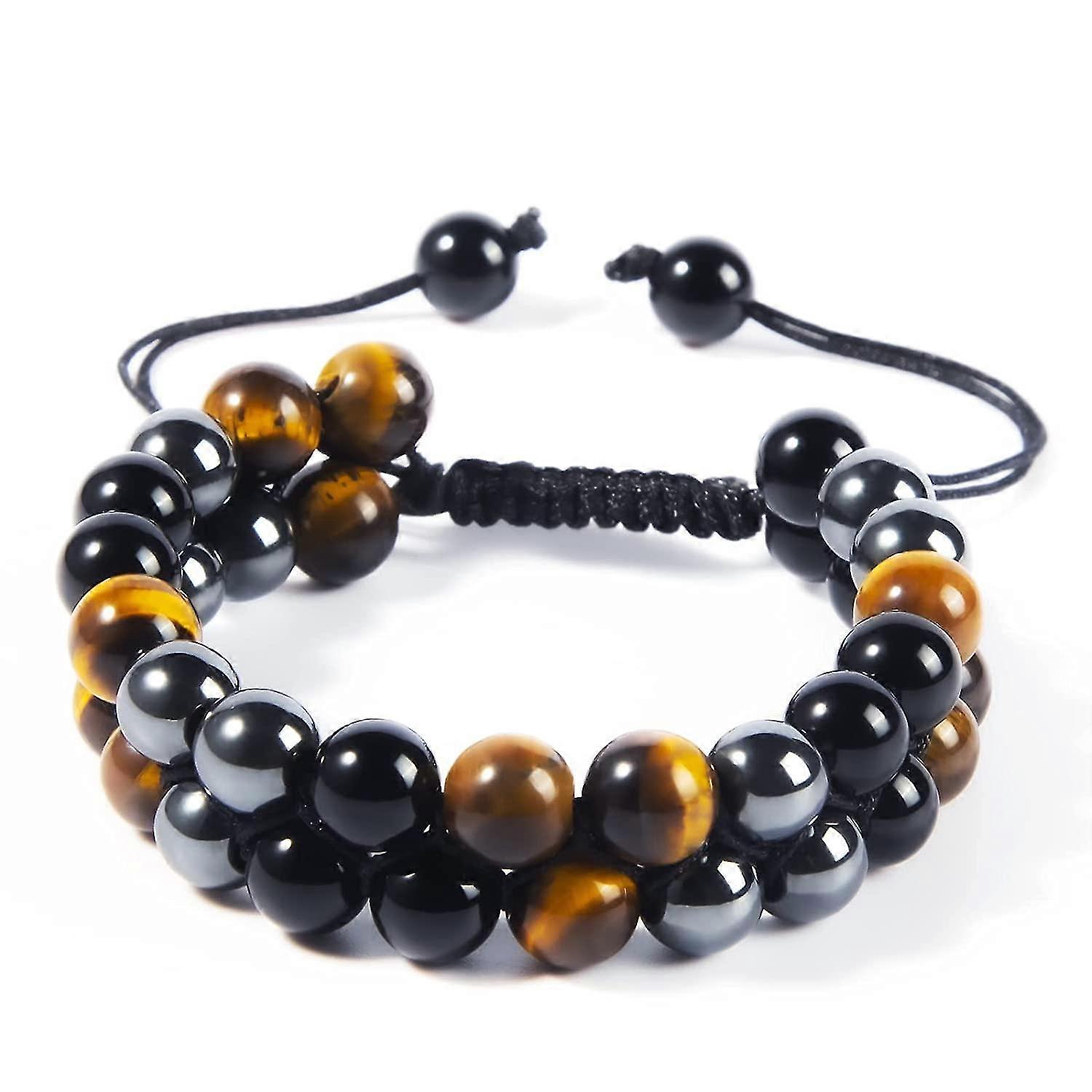 Triple Protection , Beads Protection Hematite, Black Obsidian