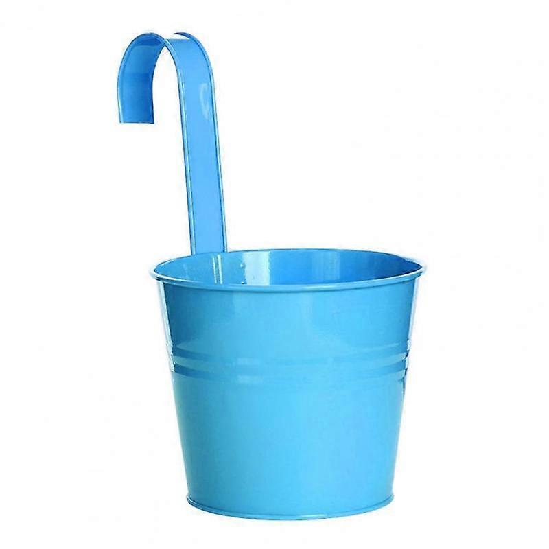 Iron Hanging Flower Pot Solid Candy Color Sturdy Natural Style Exquisite Metal Rust-resistant Hook Planter Bucket for Balcony Pots & Planters