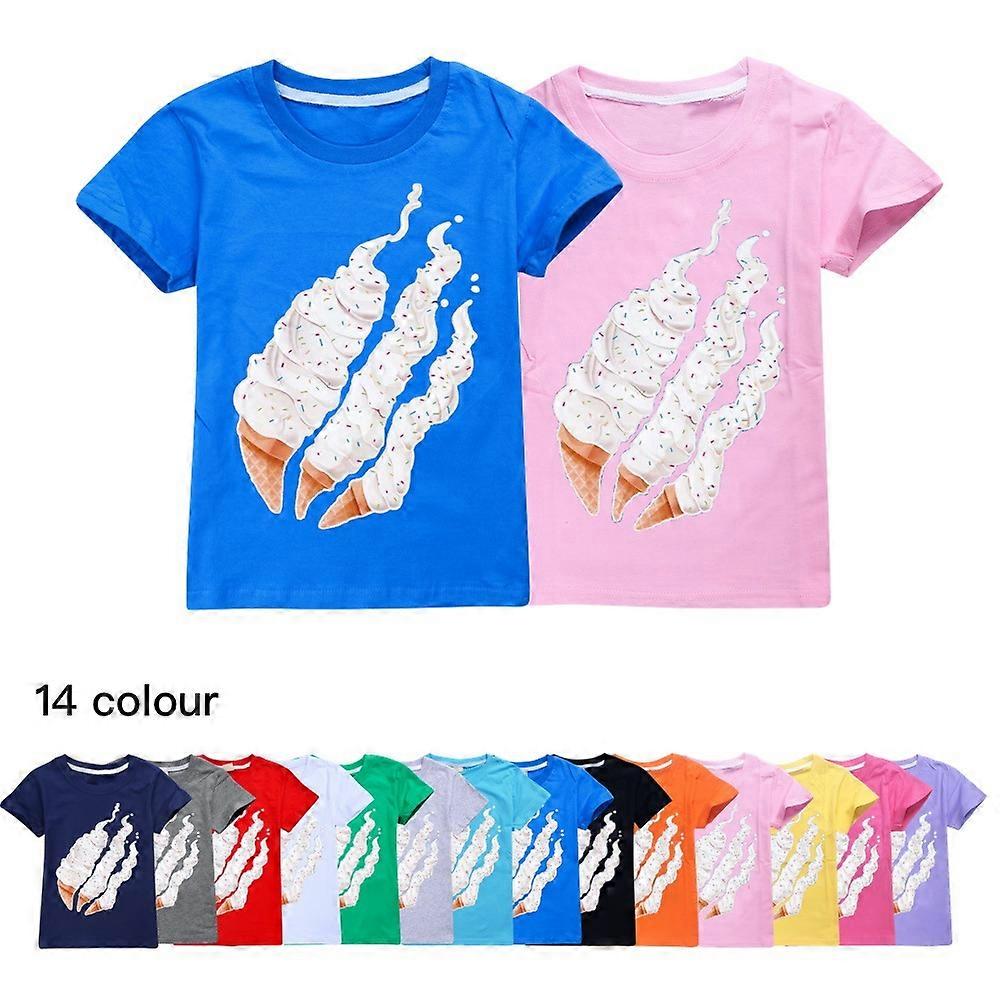 Lapset Pojat Tytöt Flame Jäätelö Lyhythihainen T-paita 100% Cotton Tee Top Xmas