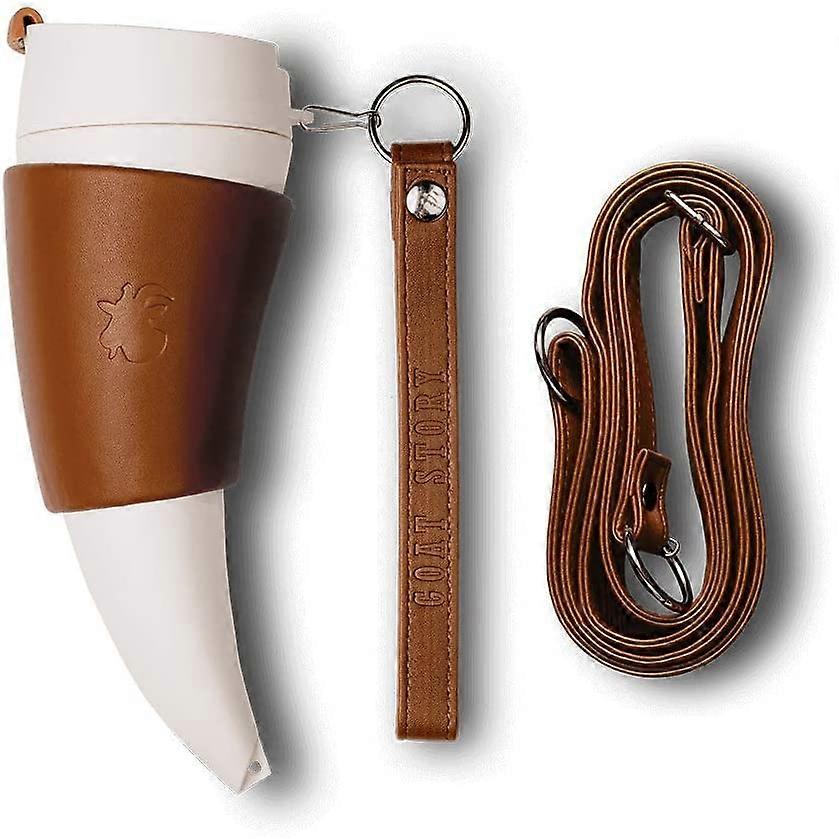 Coffee Mug, Plastic, Brown Real Leather 12 oz (350ml)