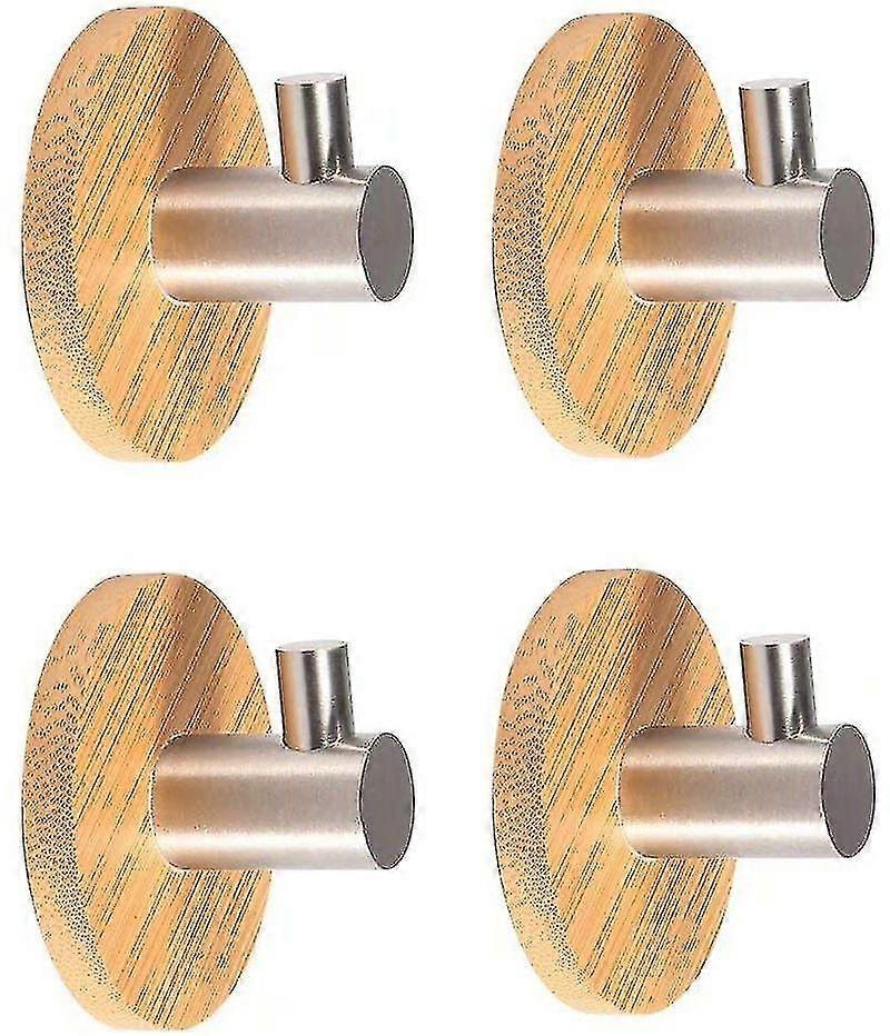 4pcs Self Adhesive Hook Bamboo Robe Hook