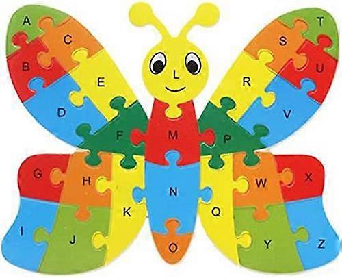 Puzzle en bois coloré Lianshi Alphabet Jigsaw Puzzle 26 lettres anglaises Orthographe Jouets pour enfants Butterfly Puzzle