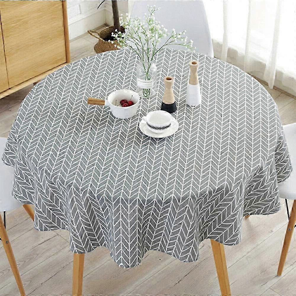 Round Tablecloth 120cm Cotton and Linen Fabric Twill Tablecloth Simple Nordic Style Fresh Durable Reusable Wrinkle Resistant Decoration for Kitchen Di