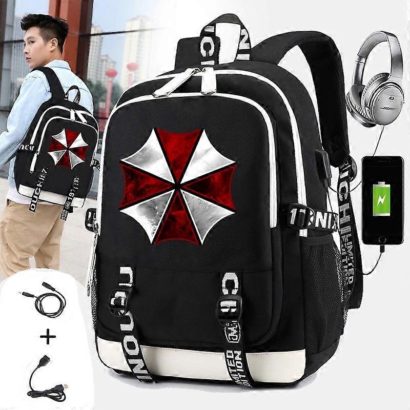 R-Resident Evils Backpack for Men umbrellas corportation Travel Backpack Usb Charging School Bags Laptop Softback Backpack