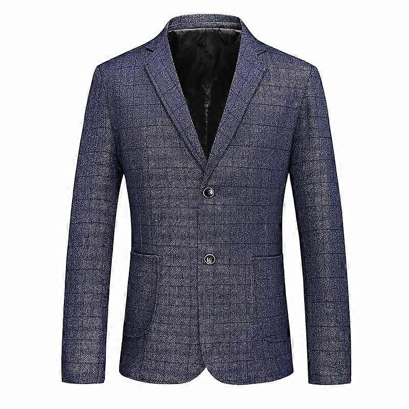 Men's Casual Two Button Plaid Blazer