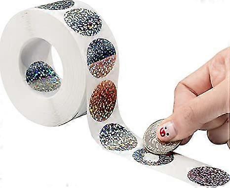 Sticker Round Silver Hologram Holographic Sticker Glitter Labels Diy Make Your Own Lottery Holographic Ticket Games,1 X 1 Inch Circle(500 Piec