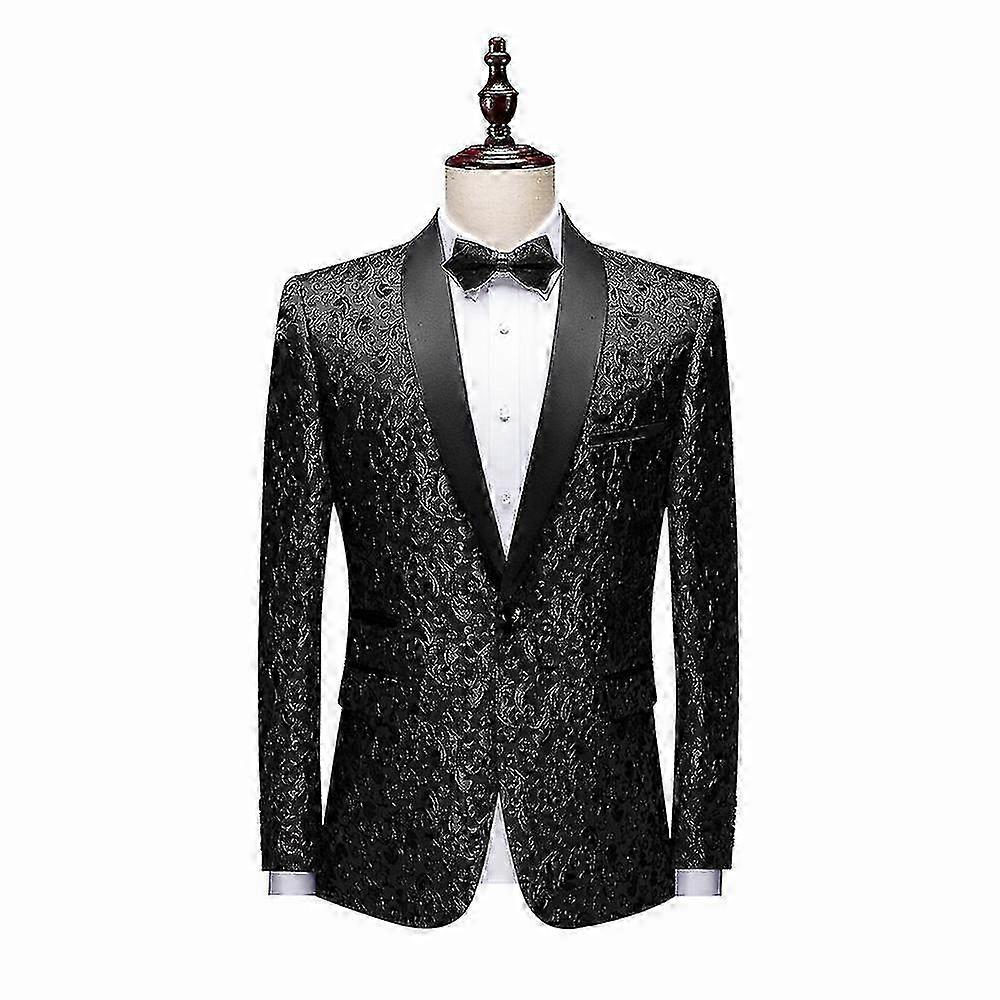Erkek ÇiçekLi Smokin Ceket Lüks İşlemeli Düğün Yemeği Blazer