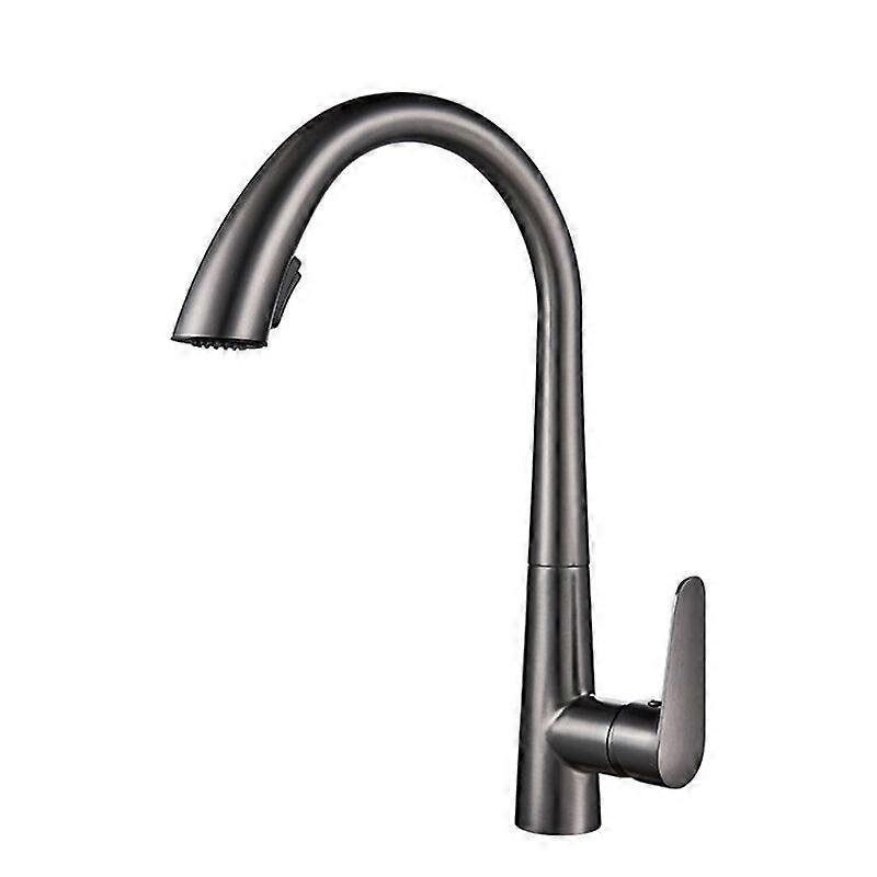 Robinet de cuisine avec douchette extractible avec 2 modes de pulvérisation Mitigeur d’évier rotatif à 360° en laiton - Gris