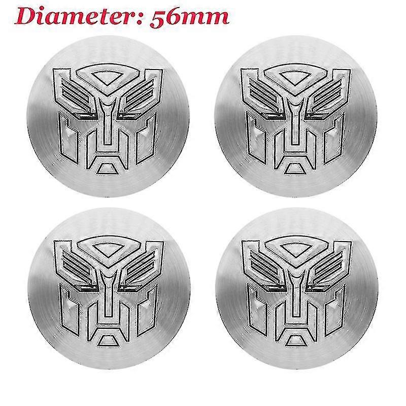 4 יחידות 56 + 60 מ"מ מגניב רובוטריקים לוגו רובוטריקים תג סמל רכב גלגל רכזת מרכז כובעים מדבקה כיסוי חישוק אביזרי סטיילינג אוטומטיים, 56 מ"מ כסף בוריס